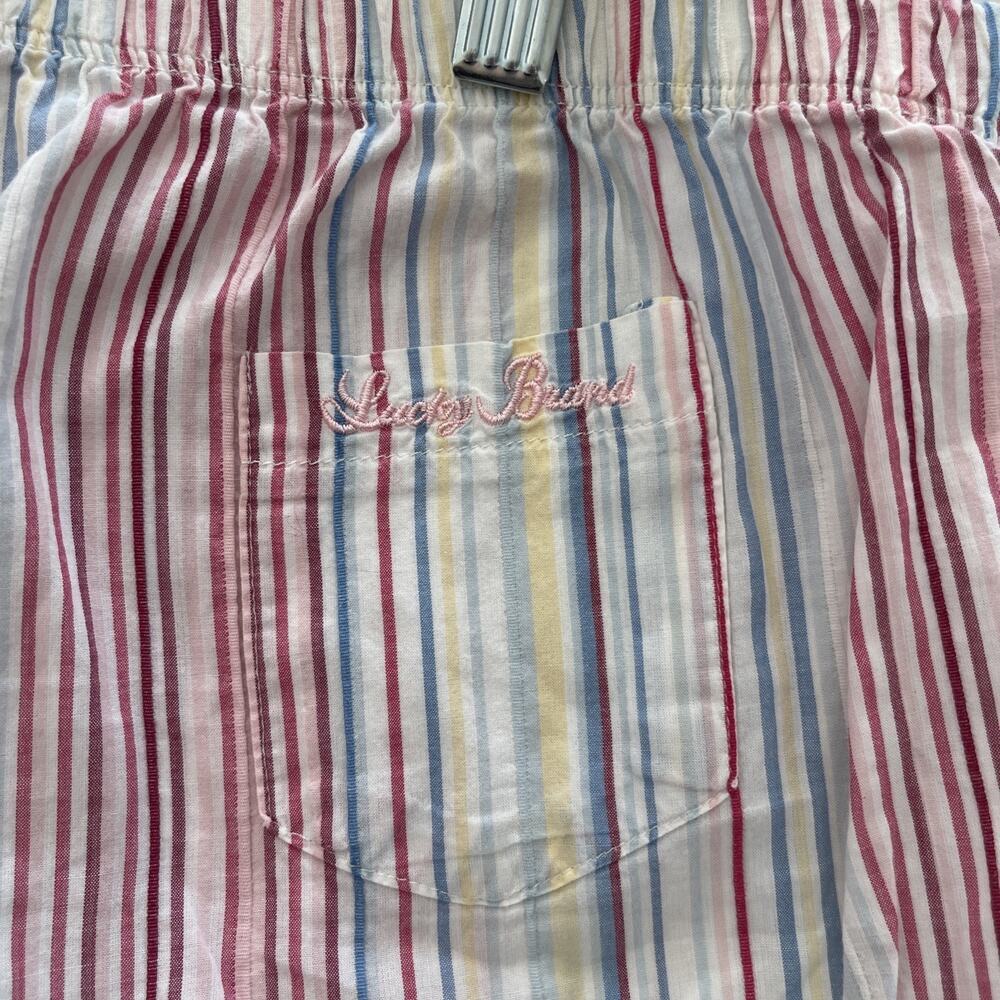 Lucky Brand Women SZ XL Pajama Lounge Pants Cotton Striped Drawstring FLAW - Picture 4 of 14
